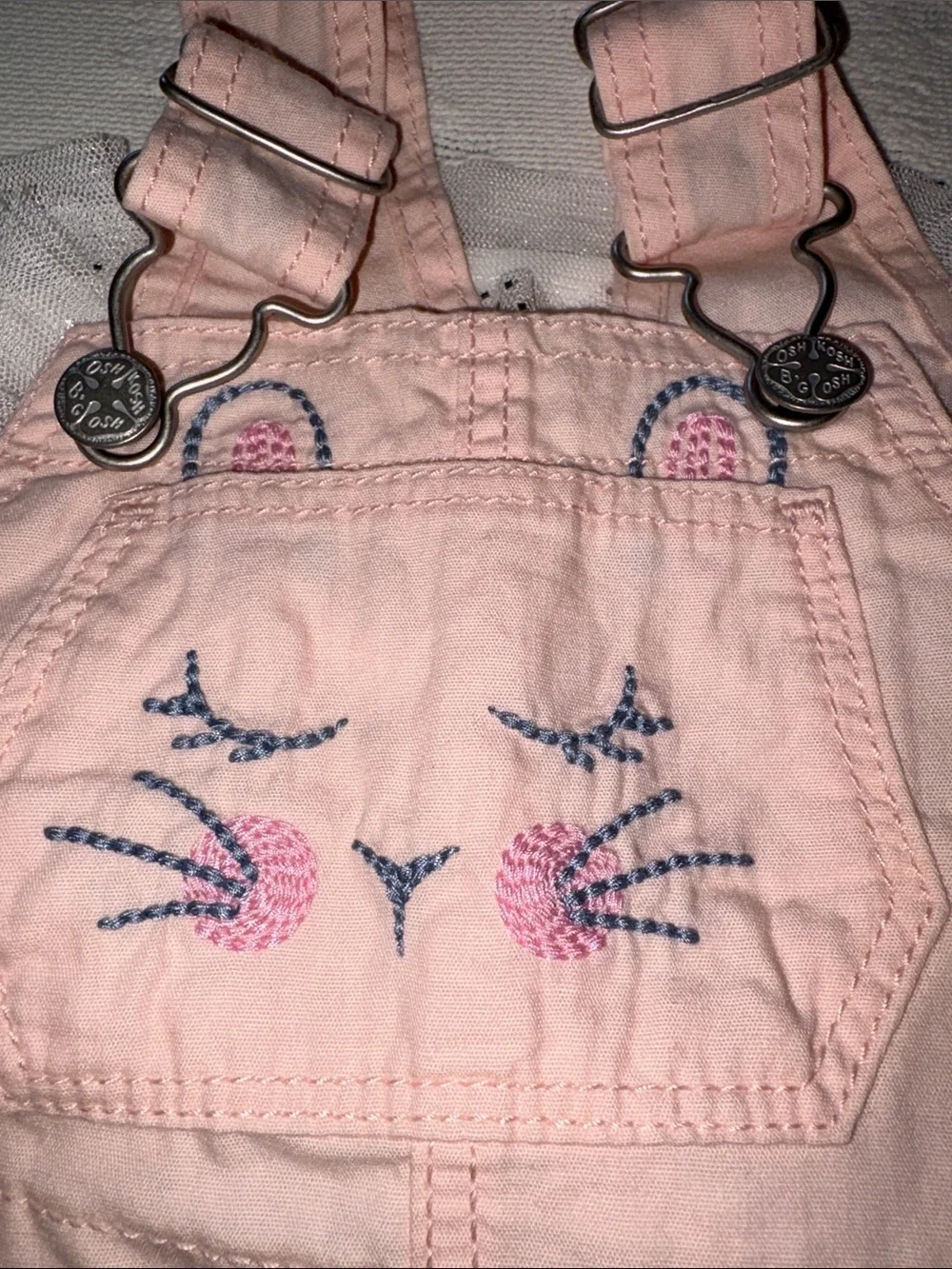 OshKosh Pink Bunny Embroidered Tulle Pinafore Dress BNWT 18m